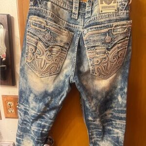 Rock Revival Distressed Blue Jeans